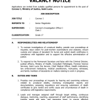 Coroner I, Ministry of Justice, Saint Lucia.